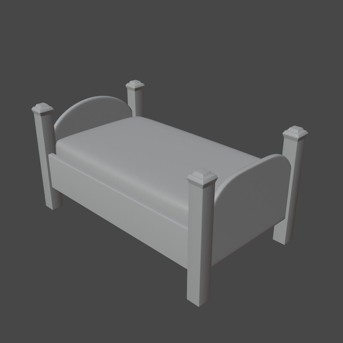 Simple Bed 01 Low-poly 3D model_8