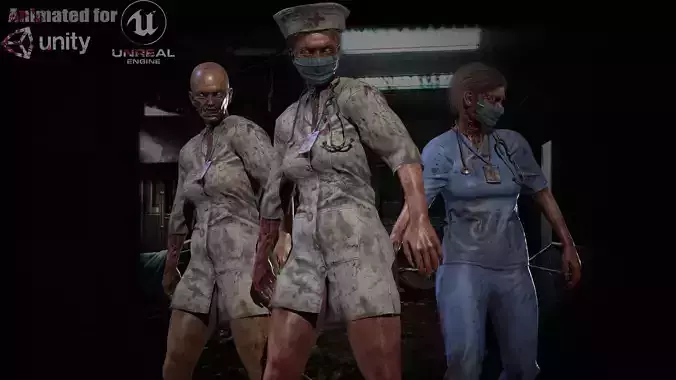 Zombie Nurse Low-poly 3D model