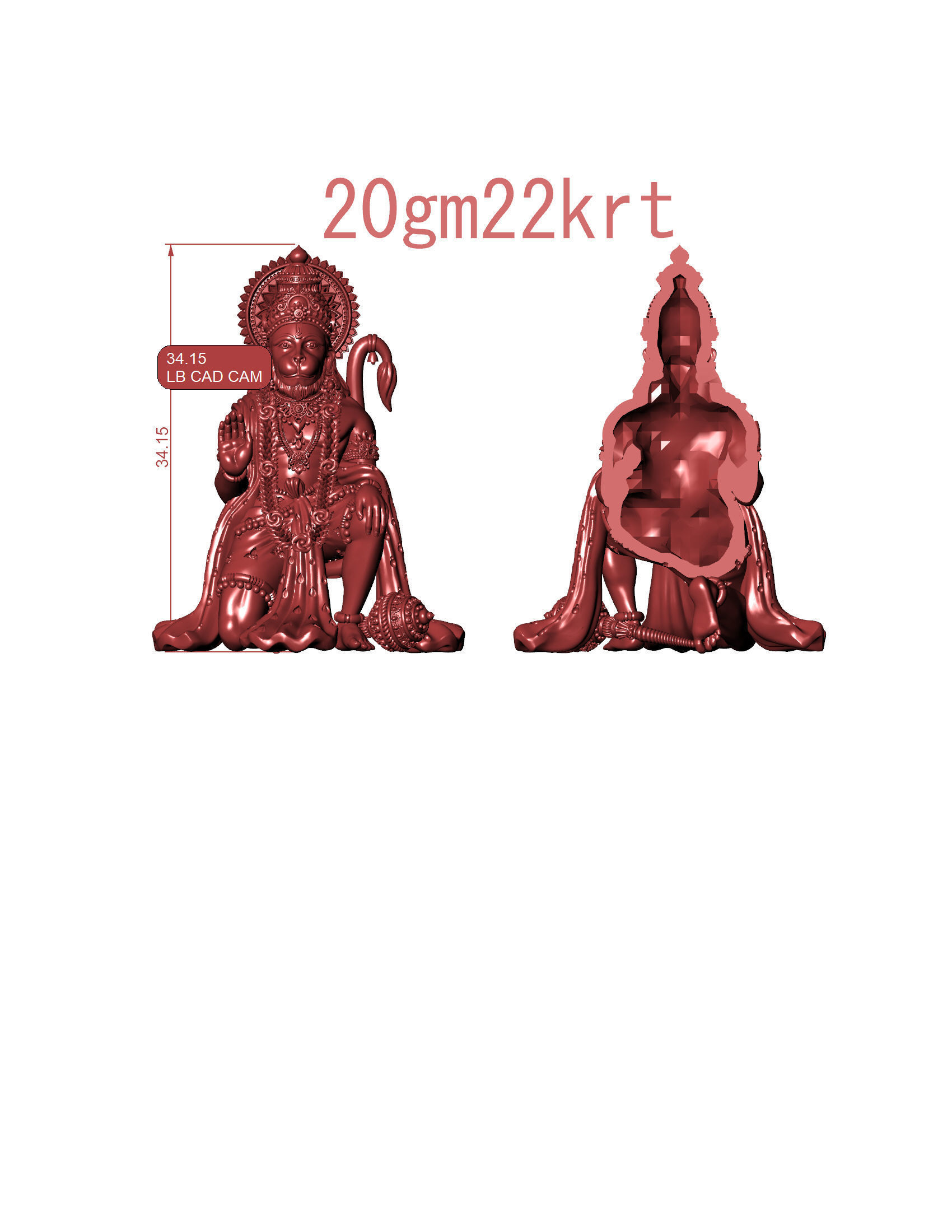 Hanumanji Sitting Ashirbad 3D-Print-Model No1  3D print model_12