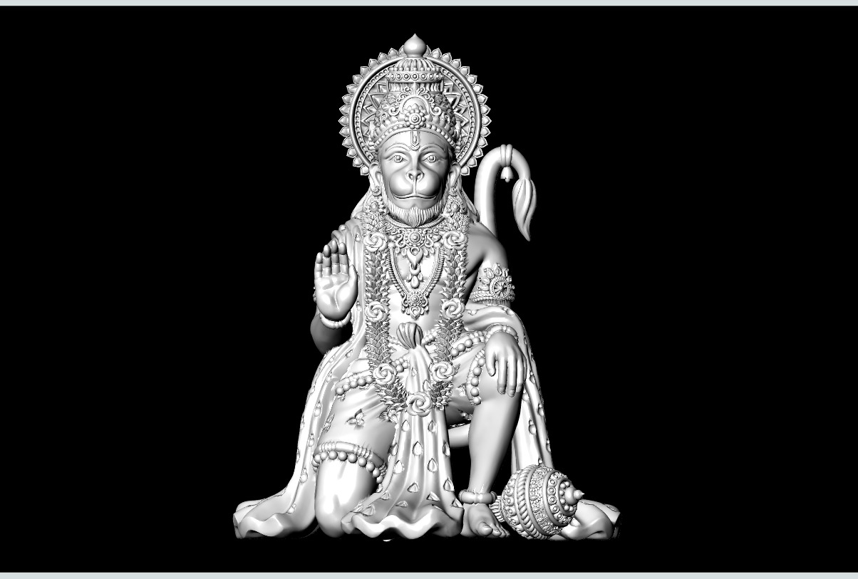 Hanumanji Sitting Ashirbad 3D-Print-Model No1  3D print model_1