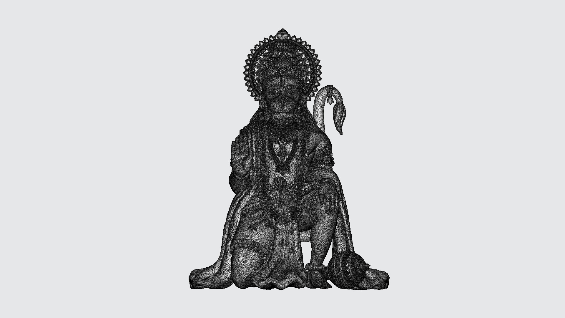 Hanumanji Sitting Ashirbad 3D-Print-Model No1  3D print model_10