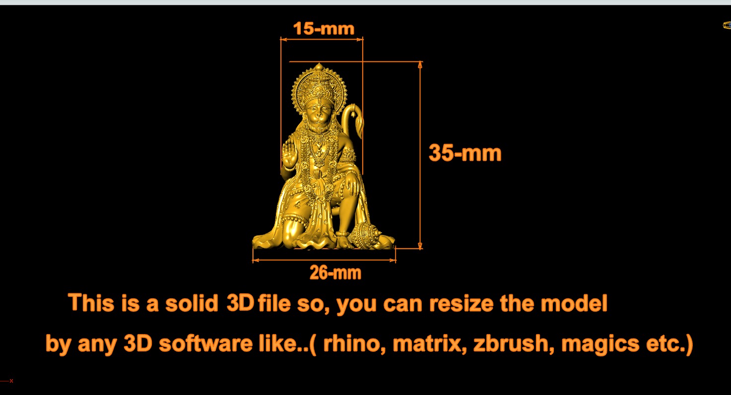 Hanumanji Sitting Ashirbad 3D-Print-Model No1  3D print model_2