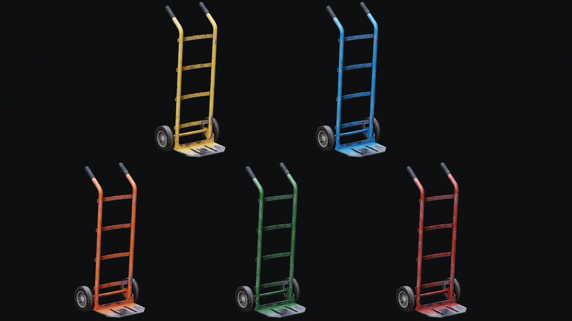 Low Poly PBR Sack Truck Low-poly 3D model_4