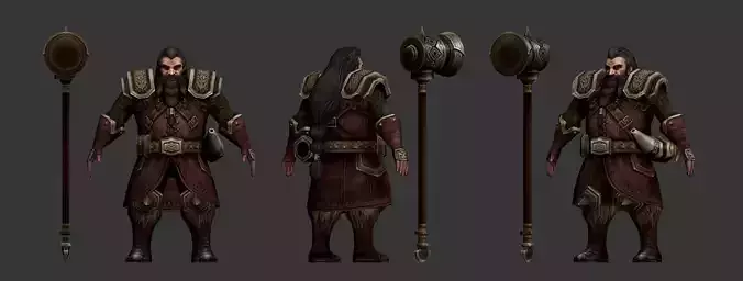 Low-Poly Dwarf Character - Game-Ready