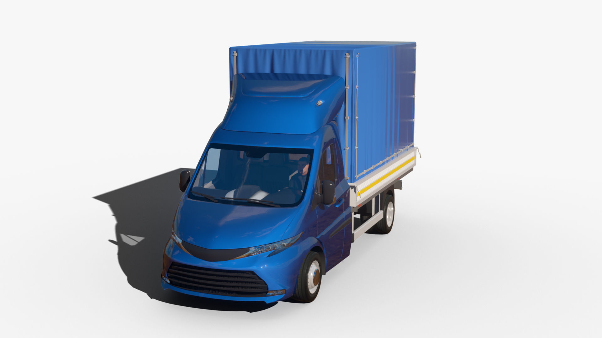 Generic v26 CargoBox VAN with driver Low-poly 3D model_3