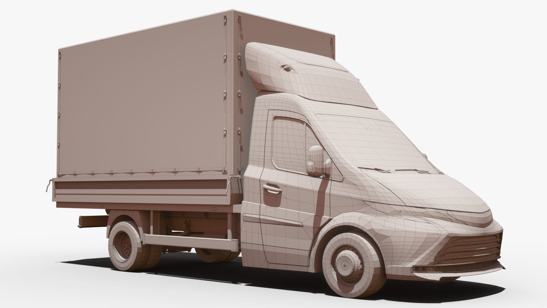 Generic v26 CargoBox VAN with driver Low-poly 3D model_7