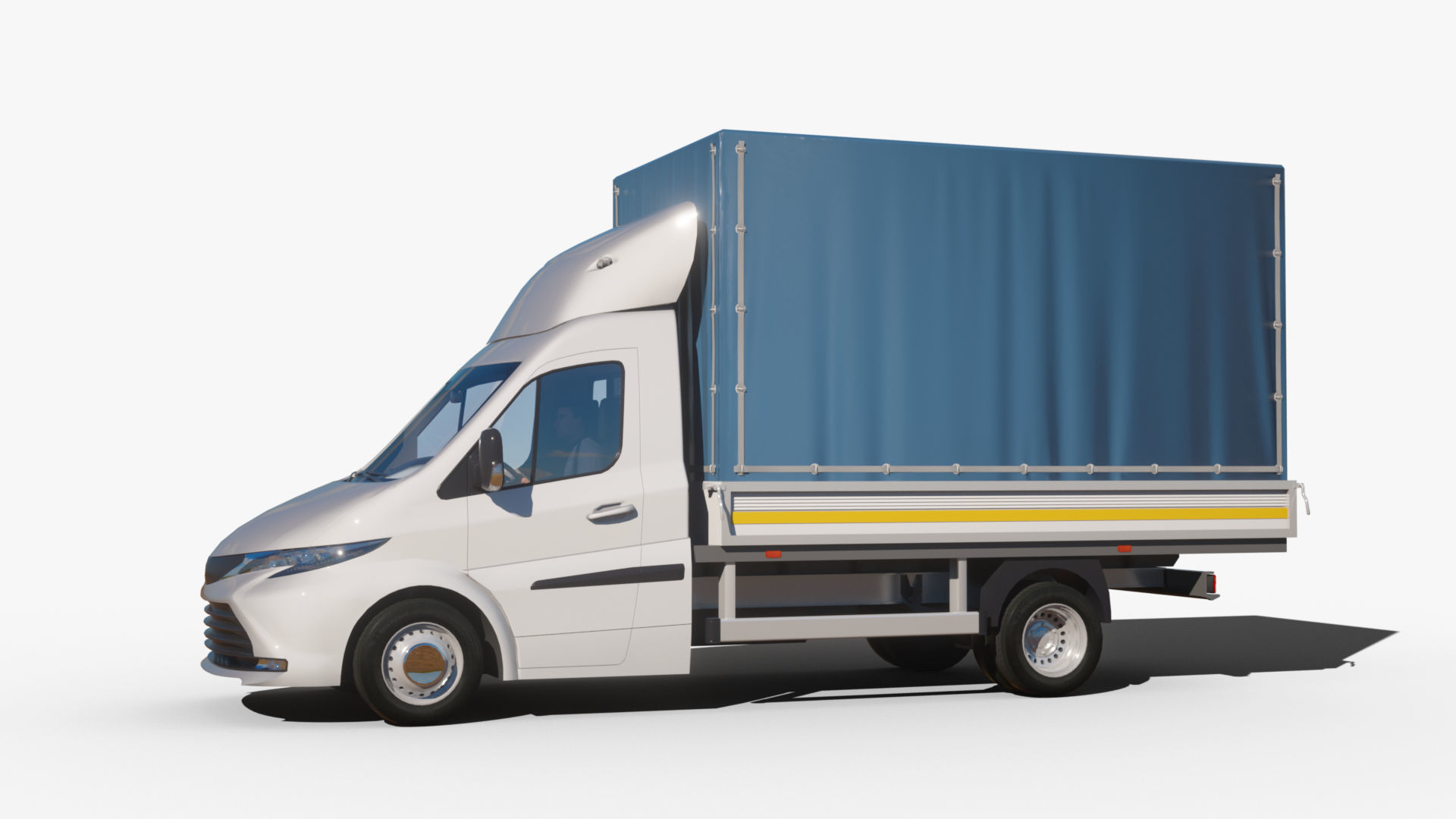 Generic v26 CargoBox VAN with driver Low-poly 3D model_1