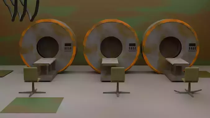 Damaged MRI Room Asset Pack - Rusty Medical Environment Low-poly 3D model