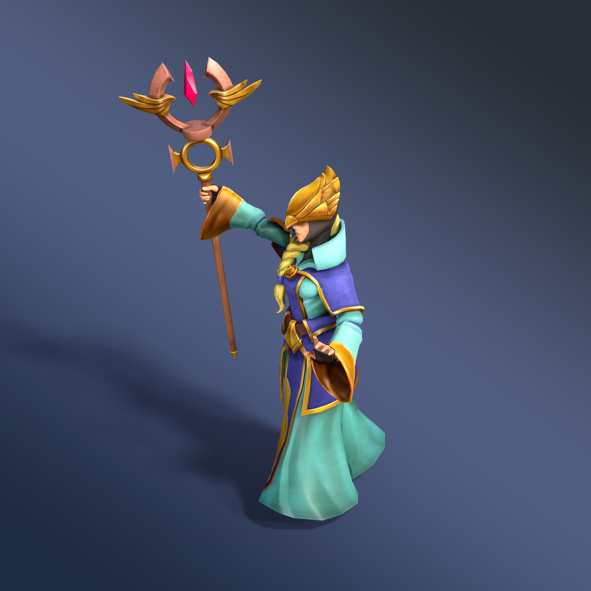 Falcon Adept Rigged Animated Low-poly 3D model_7