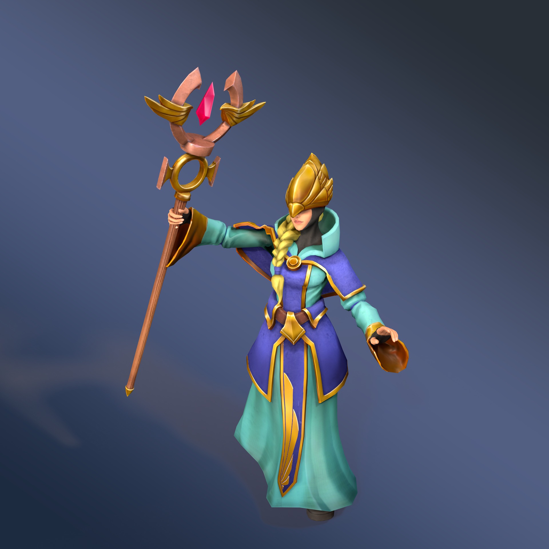 Falcon Adept Rigged Animated Low-poly 3D model_3