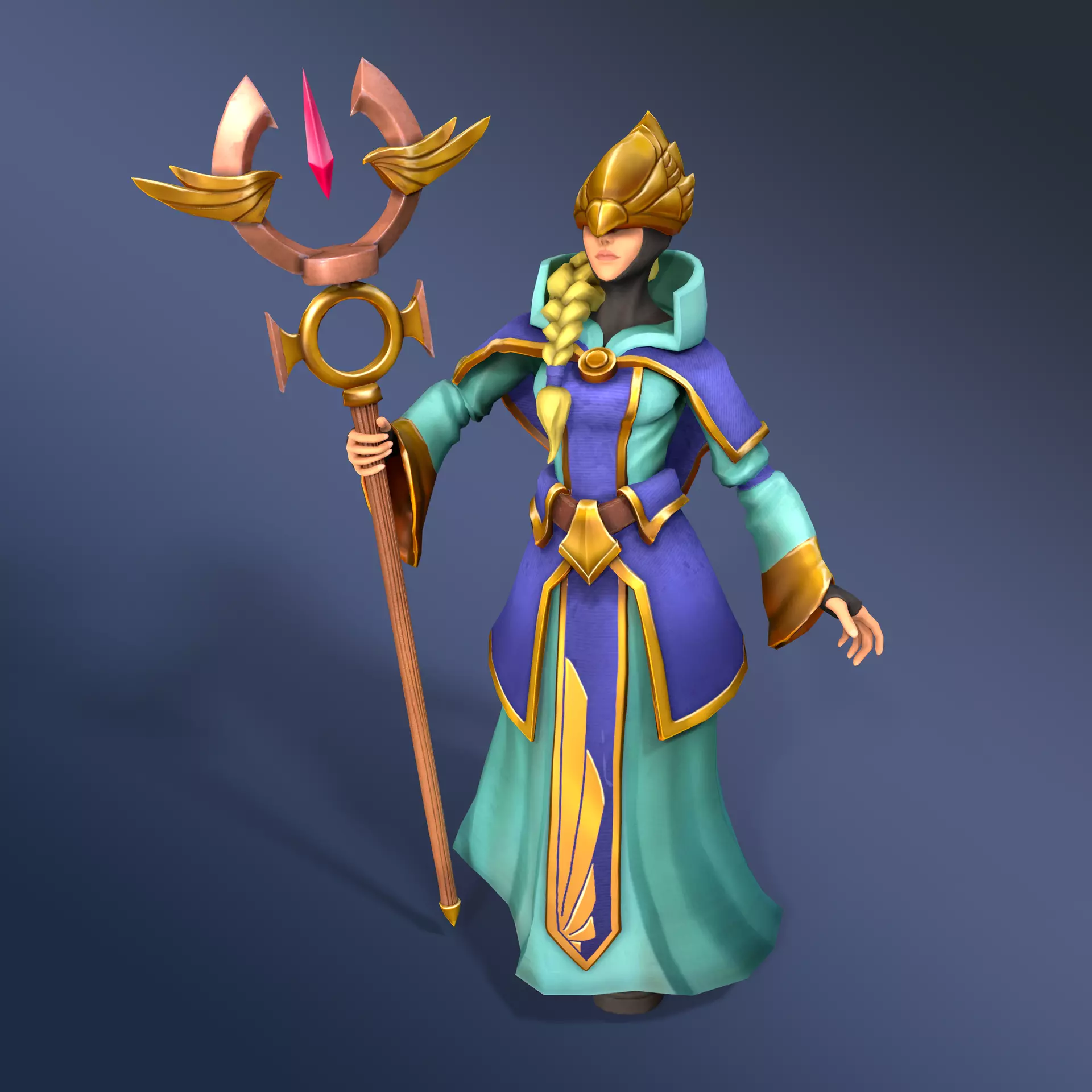 Falcon Adept Rigged Animated Low-poly 3D model_0