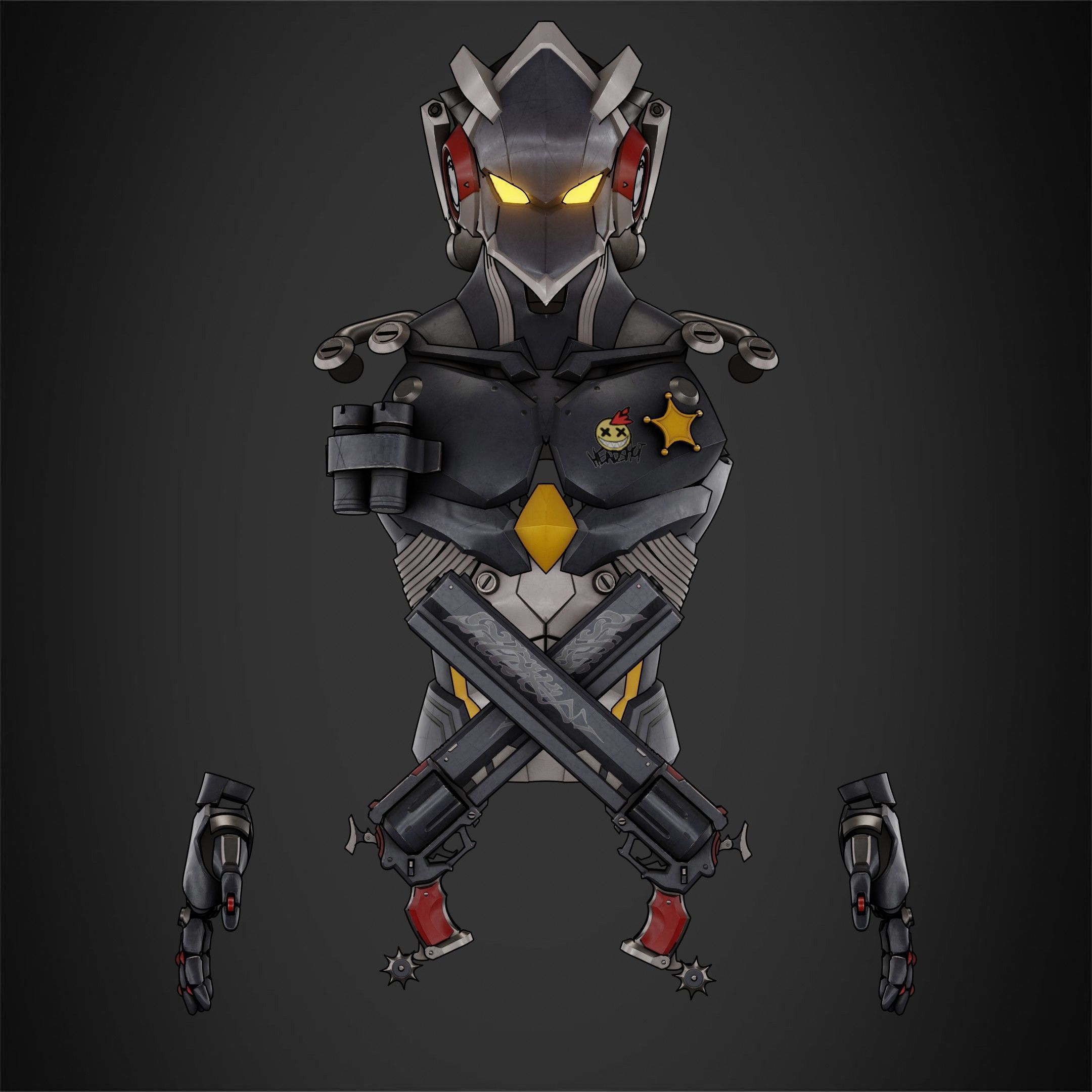 Zenless Zone Zero Billy Kid Full Armor and Revolver for Cosplay 3D Model Collection_9