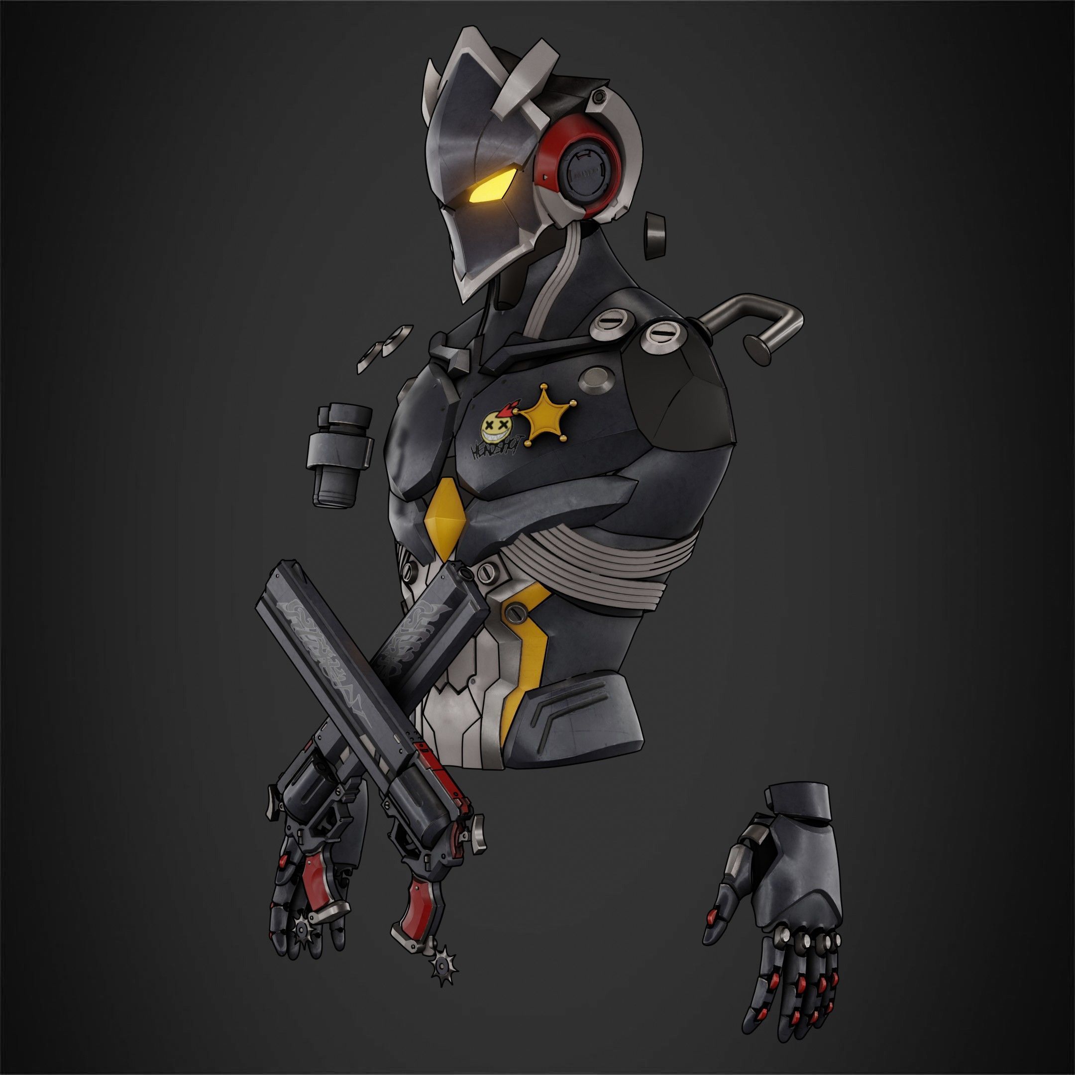 Zenless Zone Zero Billy Kid Full Armor and Revolver for Cosplay 3D Model Collection_10