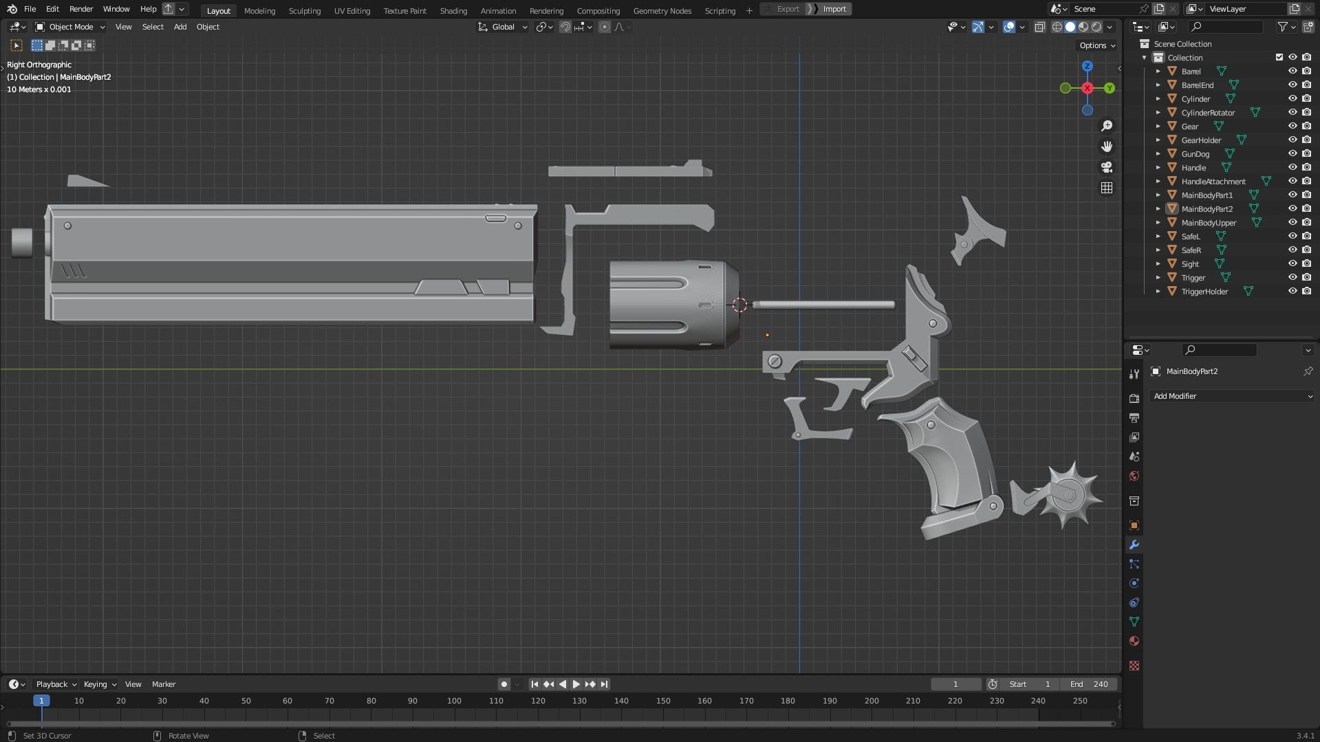 Zenless Zone Zero Billy Kid Full Armor and Revolver for Cosplay 3D Model Collection_31