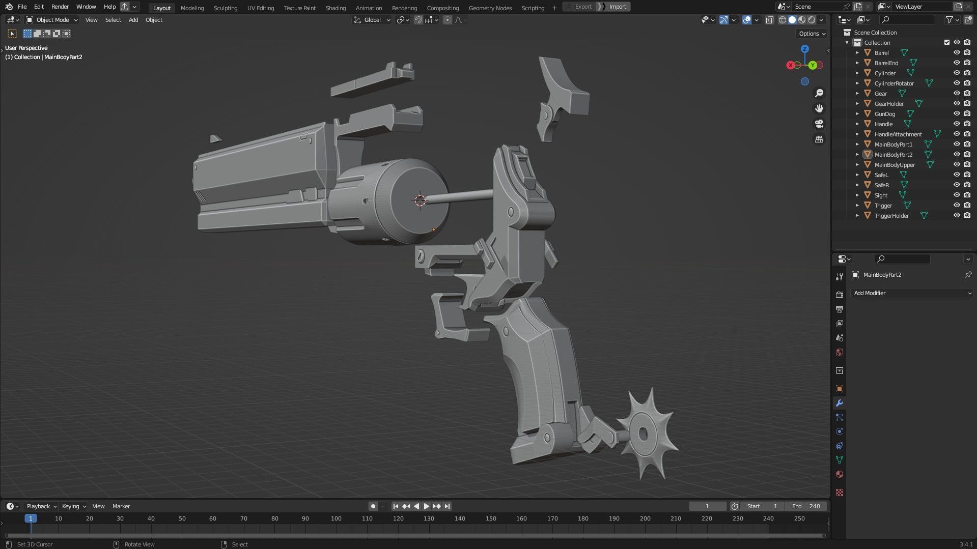 Zenless Zone Zero Billy Kid Full Armor and Revolver for Cosplay 3D Model Collection_34