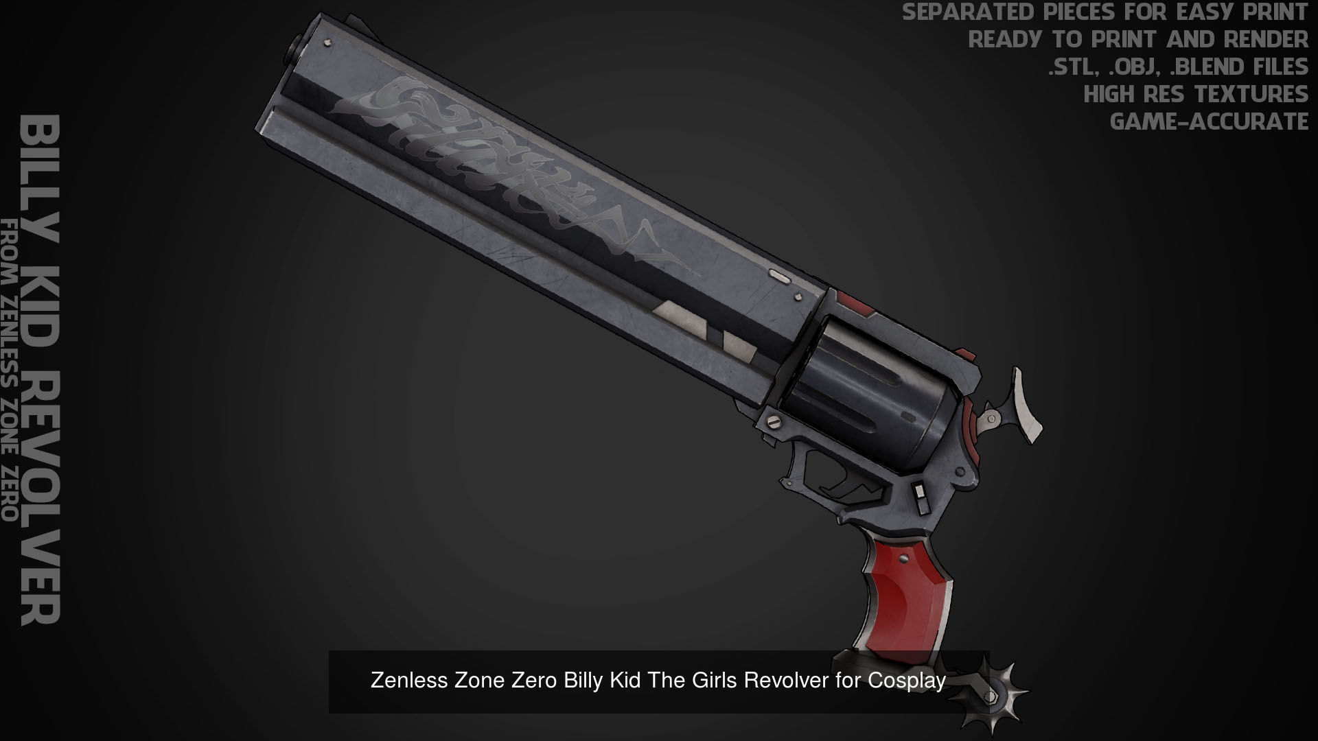 Zenless Zone Zero Billy Kid Full Armor and Revolver for Cosplay 3D Model Collection_8