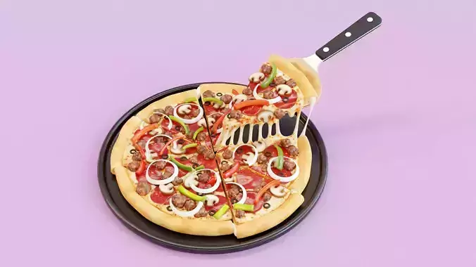 Pizza Supreme Slice 001 3D model
