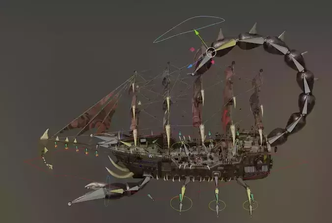 Scorpion War Ship Model Rig Low-poly 3D model