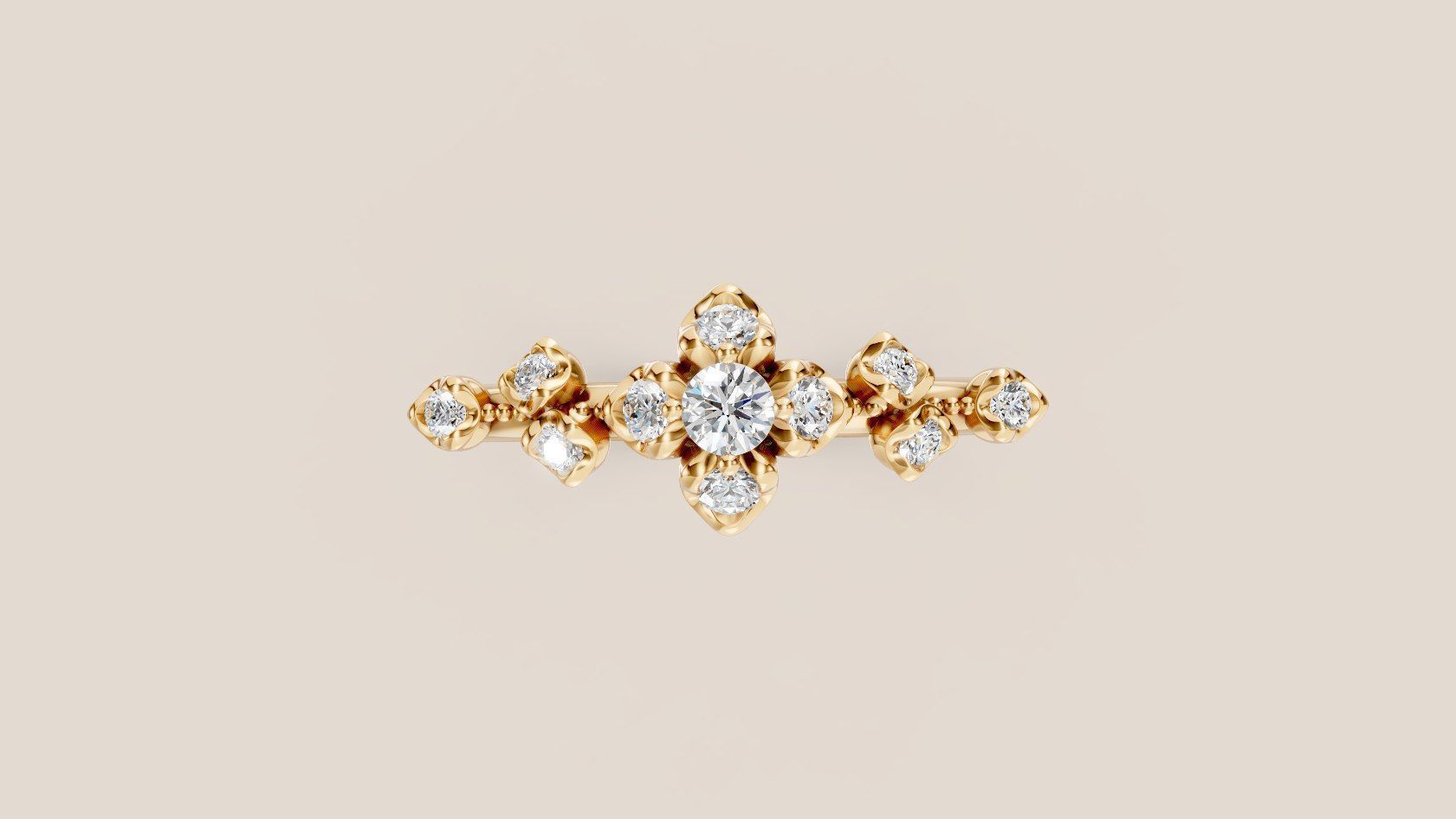 Elegant Gold Ring with Dazzling Diamonds 3D print model_3