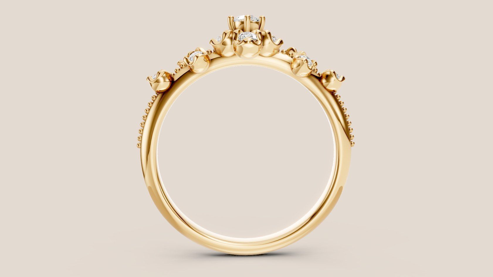 Elegant Gold Ring with Dazzling Diamonds 3D print model_1