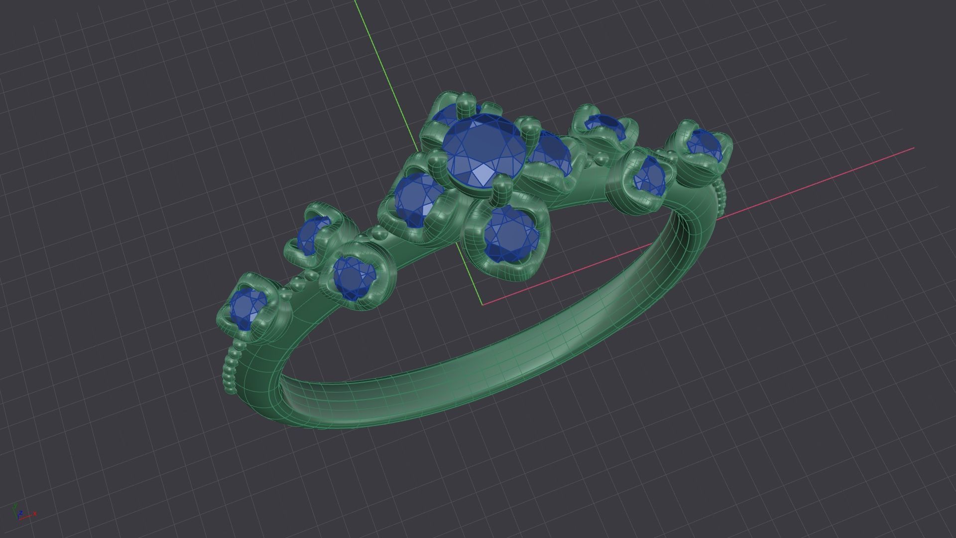 Elegant Gold Ring with Dazzling Diamonds 3D print model_9