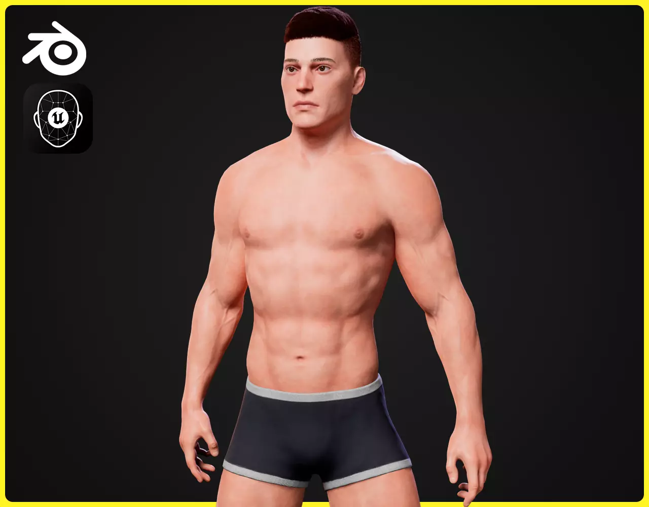 Realistic Male Base Model Low-poly 3D model_0