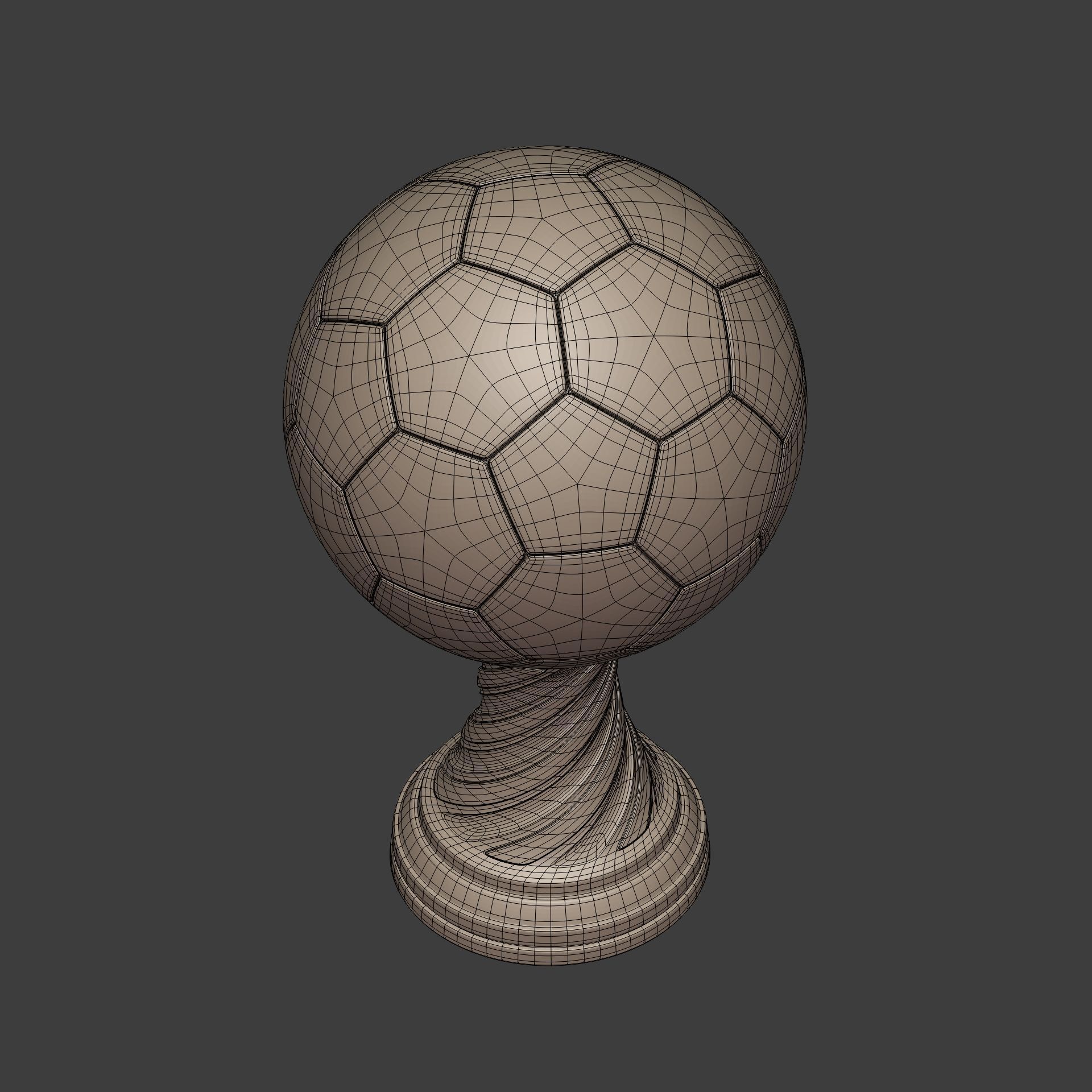 Soccer  - Football Trophy -- Original Design -- 3D Print Ready  3D print model_7