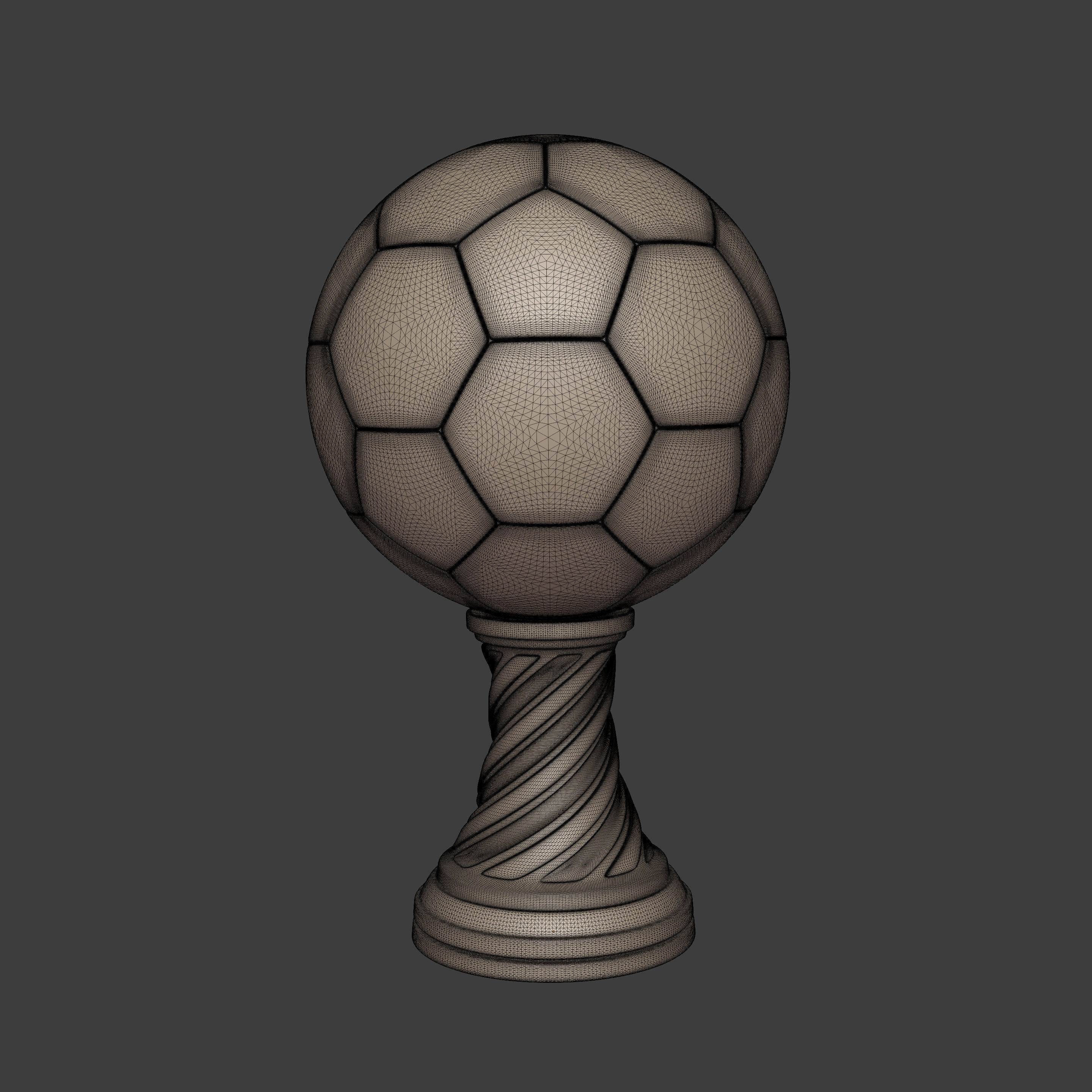 Soccer  - Football Trophy -- Original Design -- 3D Print Ready  3D print model_3