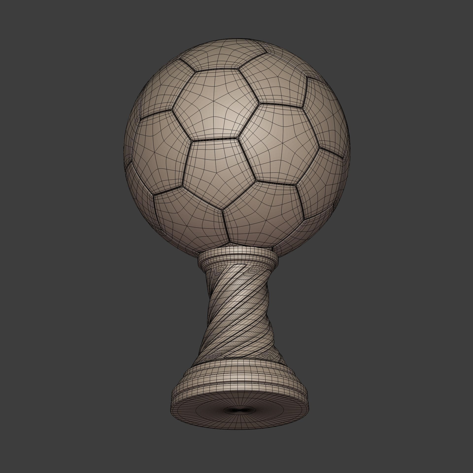 Soccer  - Football Trophy -- Original Design -- 3D Print Ready  3D print model_5