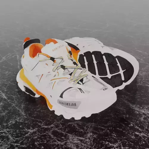 BALENCIAGA TRACK 3 3D SHOES - WHITE - ORANGE