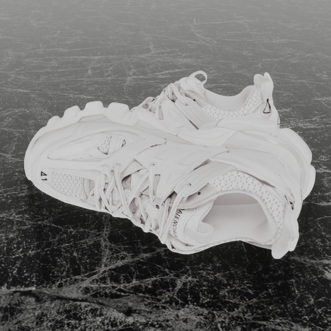 BALENCIAGA TRACK 3 3D SHOES - WHITE Low-poly 3D model_7