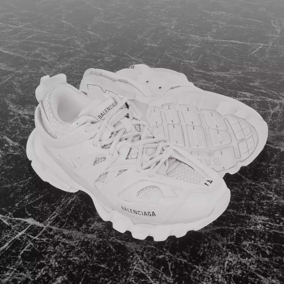 BALENCIAGA TRACK 3 3D SHOES - WHITE Low-poly 3D model_0