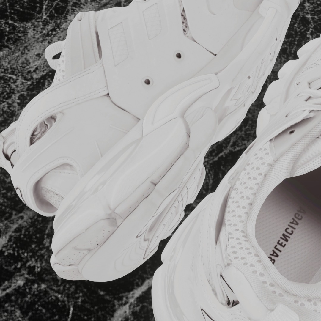 BALENCIAGA TRACK 3 3D SHOES - WHITE Low-poly 3D model_13