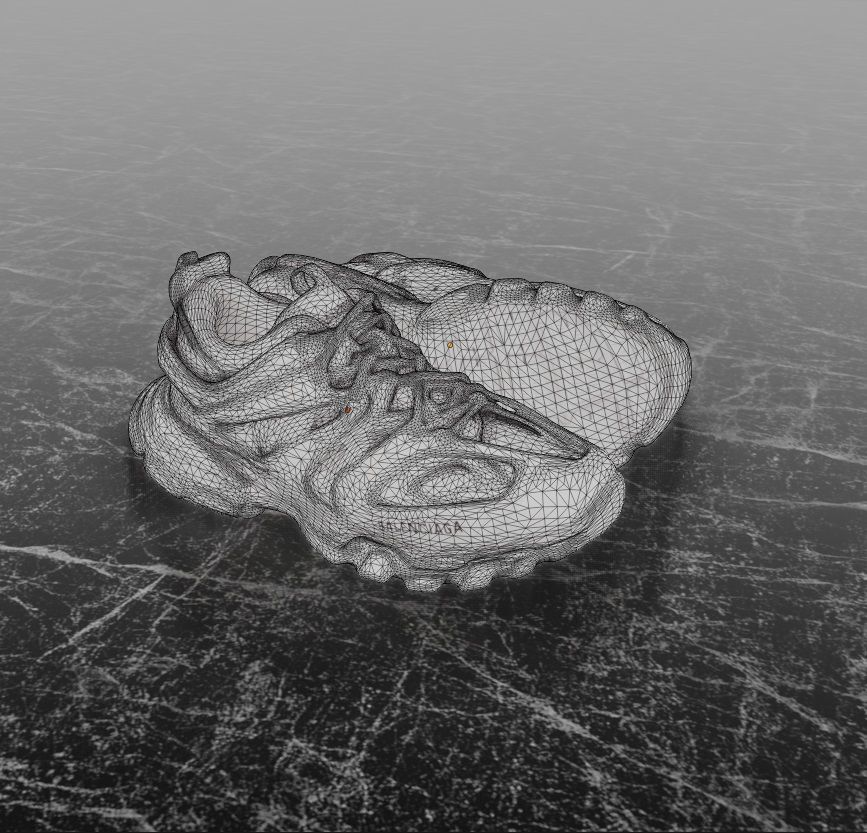 BALENCIAGA TRACK 3 3D SHOES - WHITE Low-poly 3D model_14