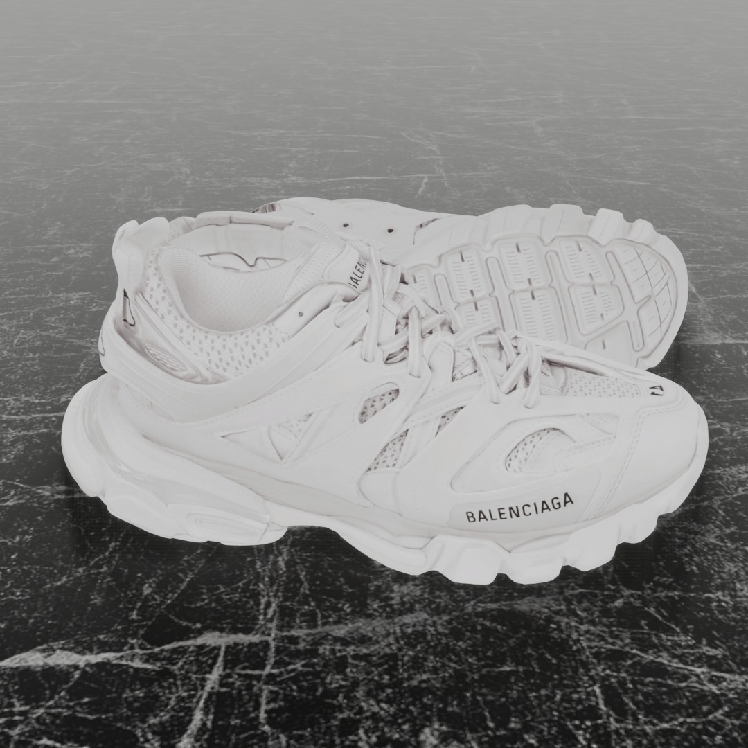 BALENCIAGA TRACK 3 3D SHOES - WHITE Low-poly 3D model_4