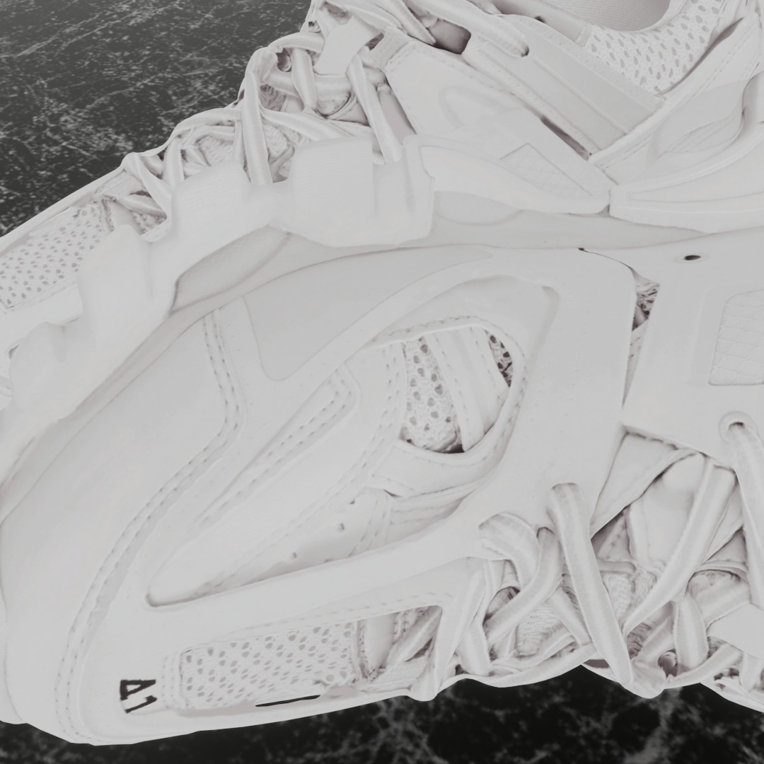 BALENCIAGA TRACK 3 3D SHOES - WHITE Low-poly 3D model_12