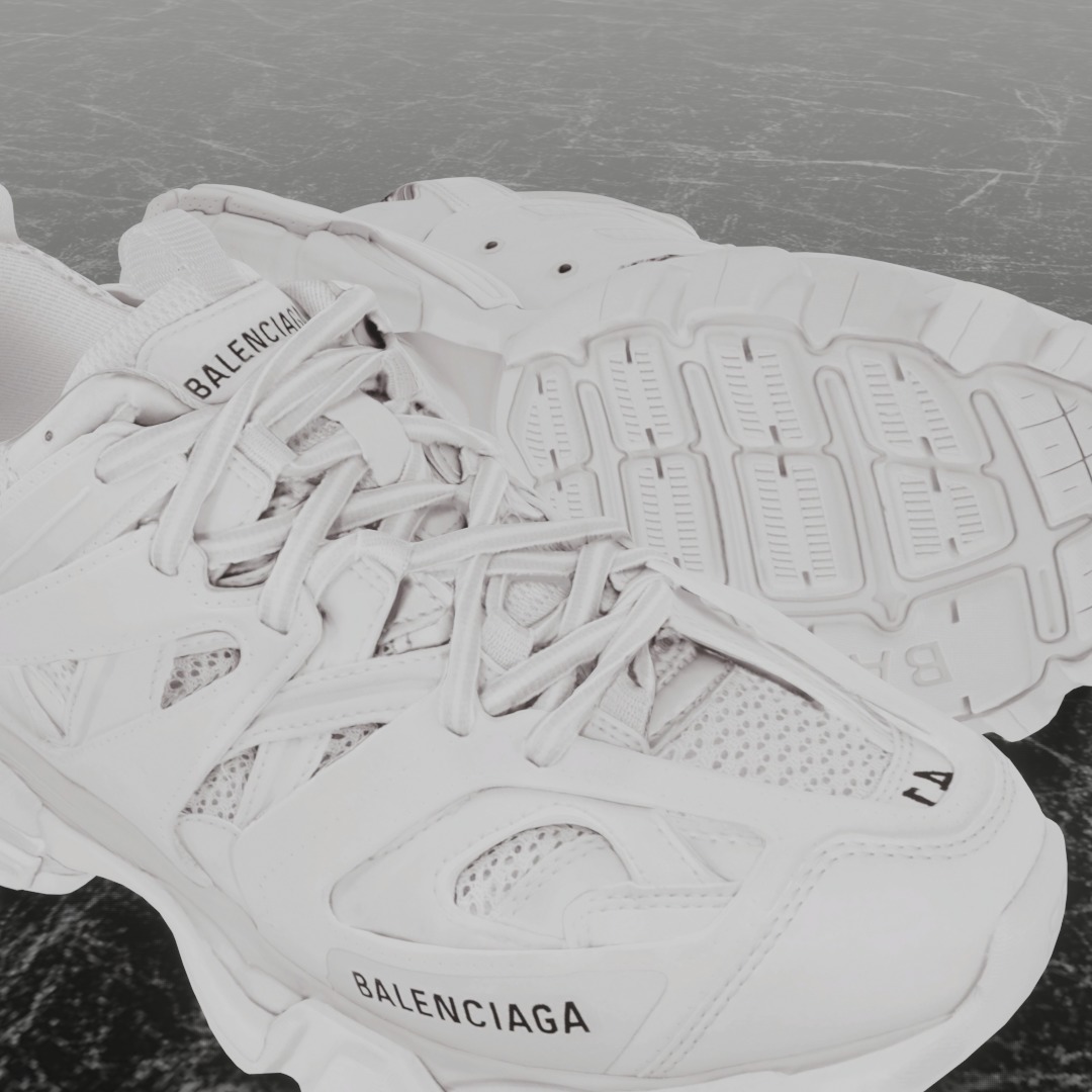 BALENCIAGA TRACK 3 3D SHOES - WHITE Low-poly 3D model_10