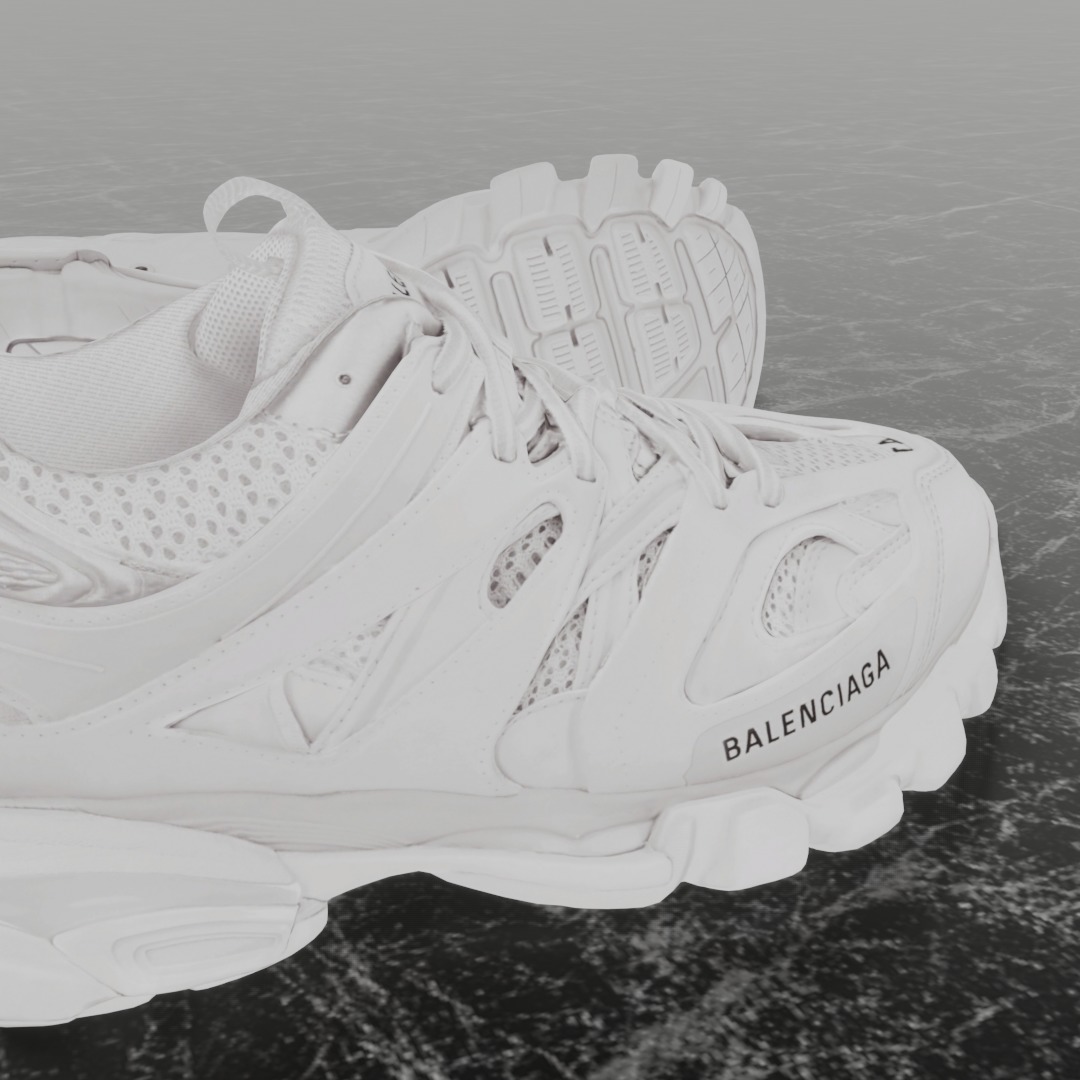 BALENCIAGA TRACK 3 3D SHOES - WHITE Low-poly 3D model_11