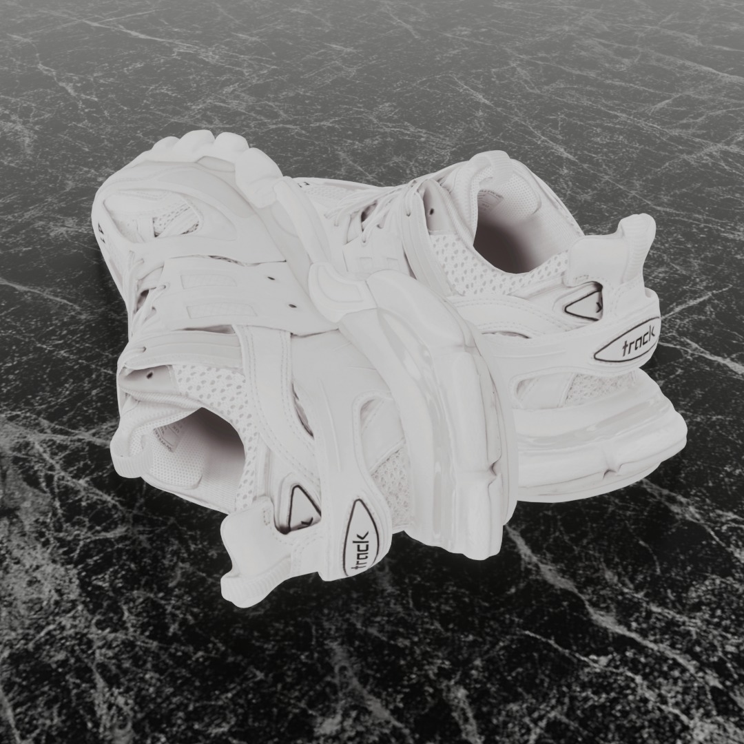 BALENCIAGA TRACK 3 3D SHOES - WHITE Low-poly 3D model_6