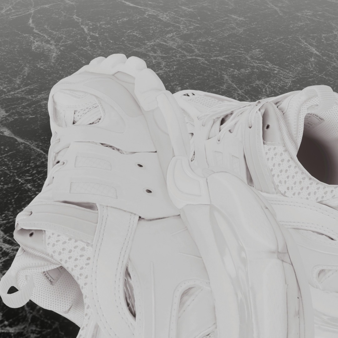 BALENCIAGA TRACK 3 3D SHOES - WHITE Low-poly 3D model_8