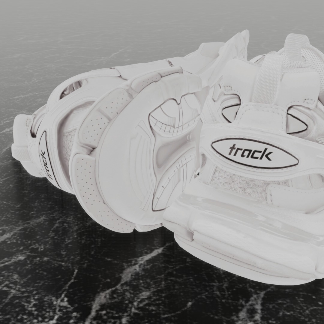BALENCIAGA TRACK 3 3D SHOES - WHITE Low-poly 3D model_9