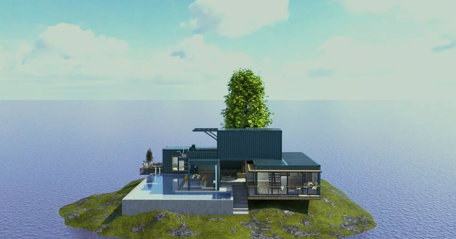 HOME DESIGN SHIPPING CONTAINER INTERIOR AND EXTERIOR Free 3D model