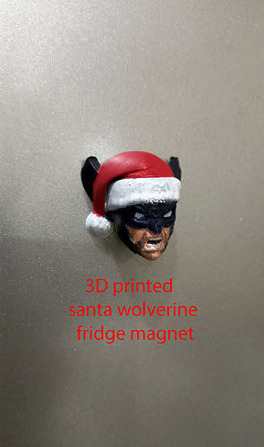 santa wolverine fridge magnet print in place No Supports 3D print model