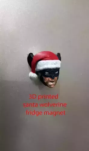 santa wolverine fridge magnet print in place No Supports 3D print model