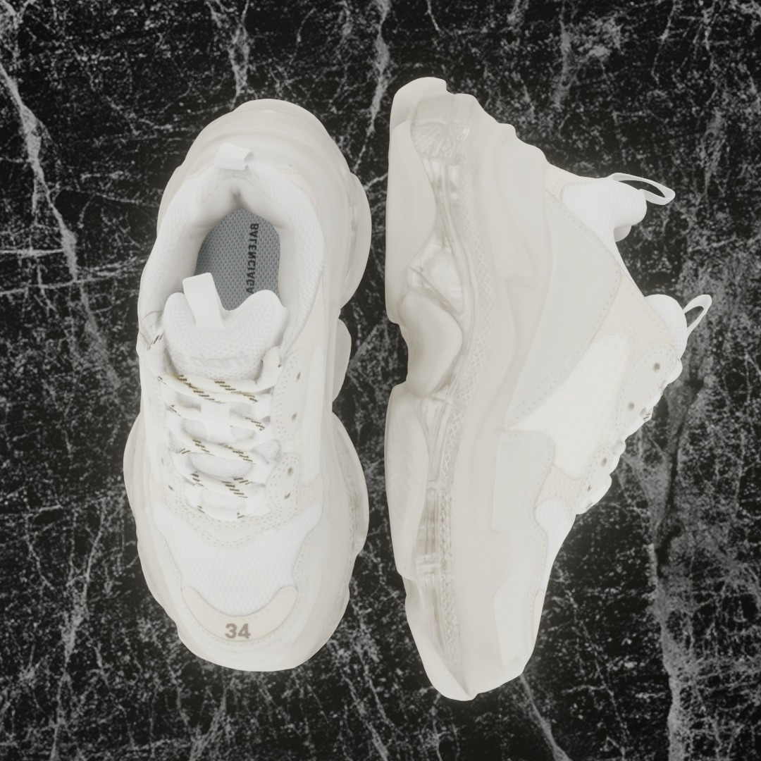 BALENCIAGA TRIPLE S 3D SHOES Low-poly 3D model_2