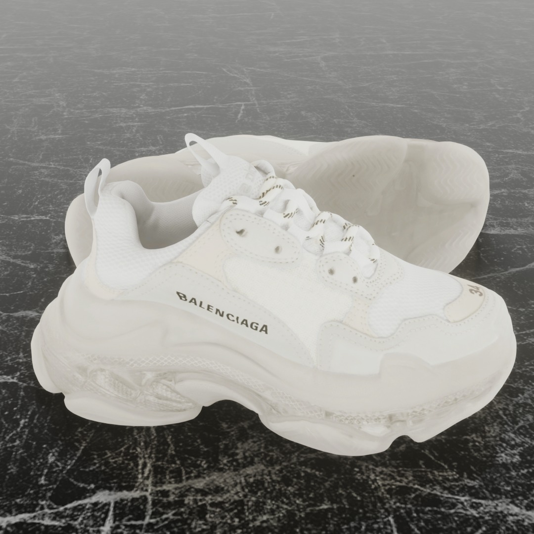 BALENCIAGA TRIPLE S 3D SHOES Low-poly 3D model_4