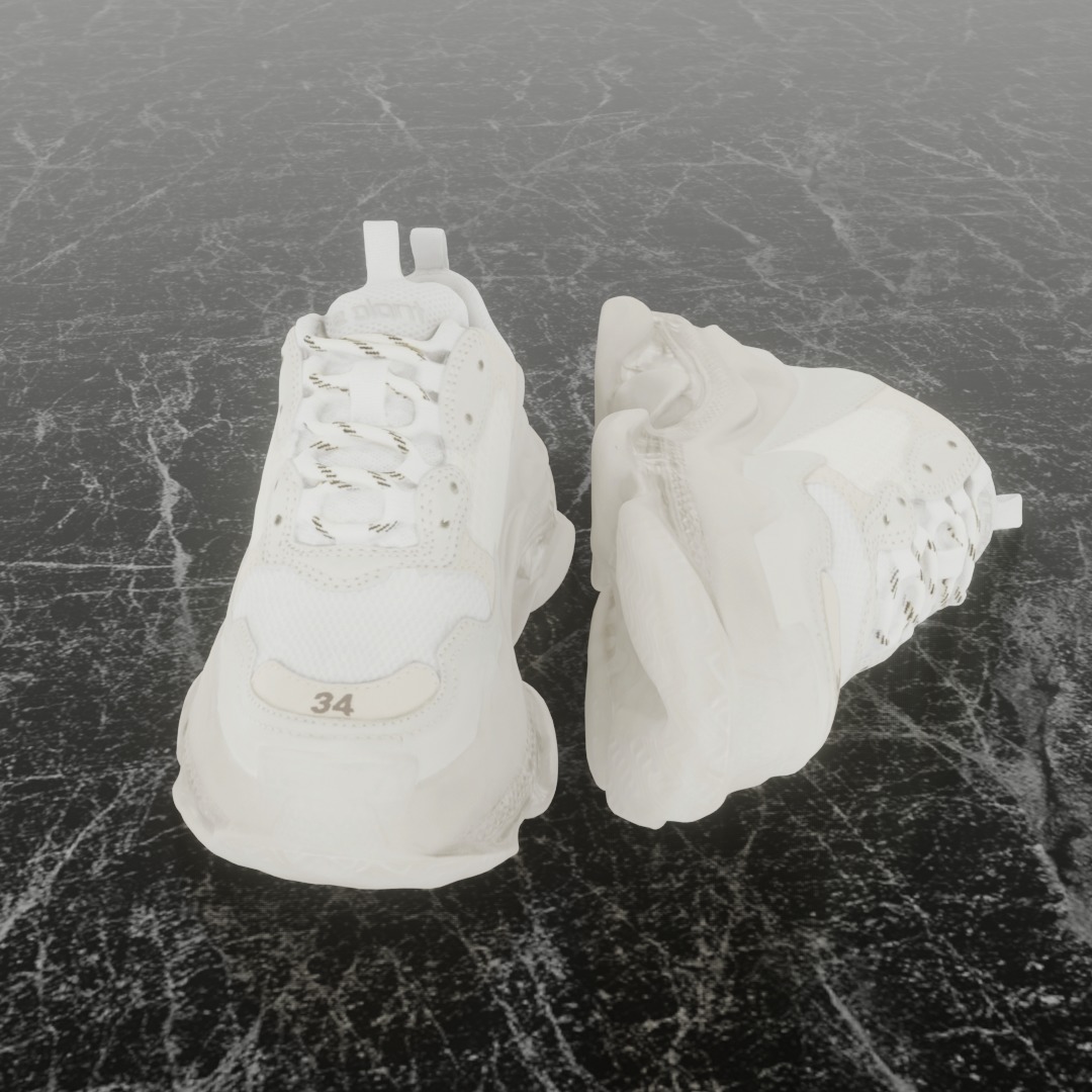 BALENCIAGA TRIPLE S 3D SHOES Low-poly 3D model_3