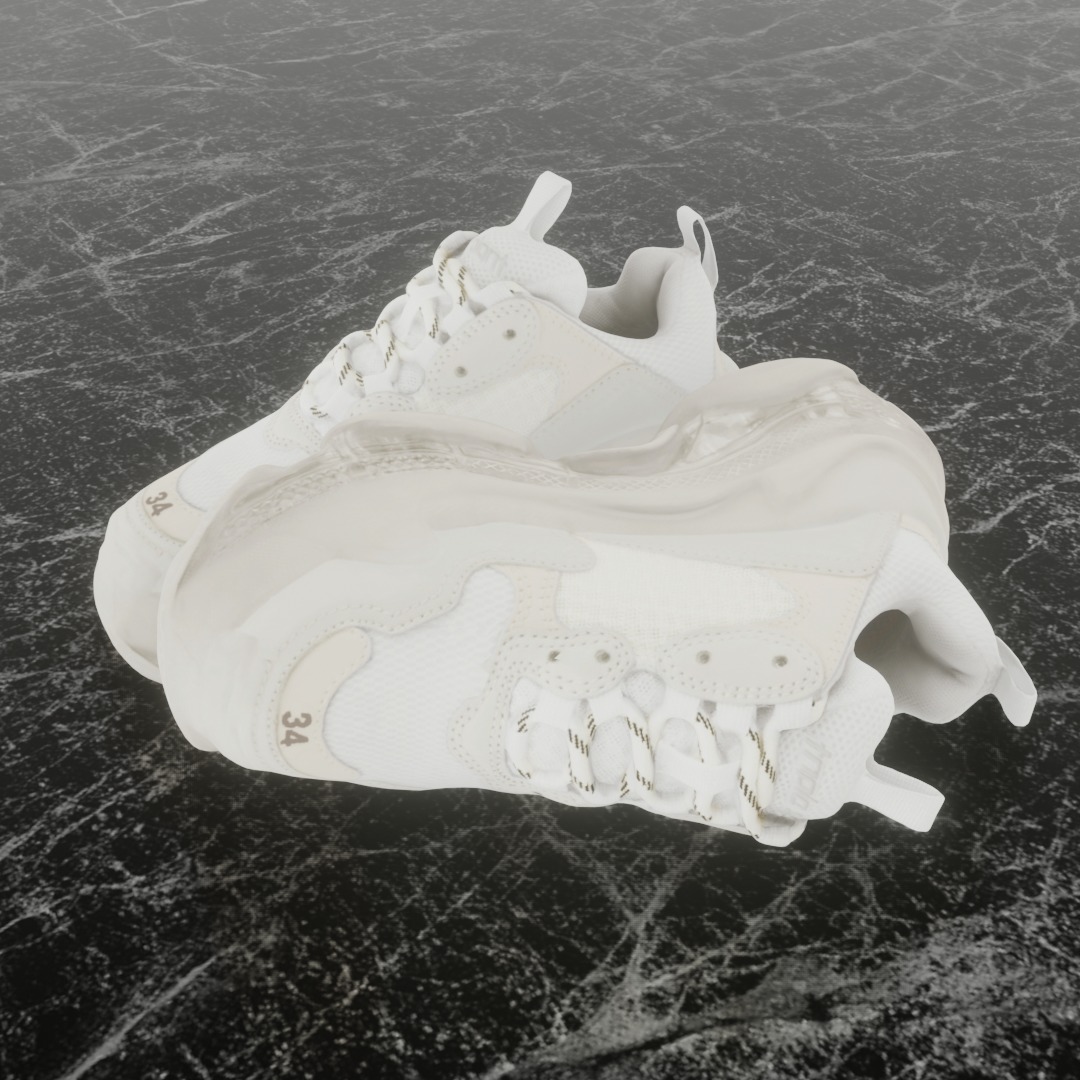 BALENCIAGA TRIPLE S 3D SHOES Low-poly 3D model_1