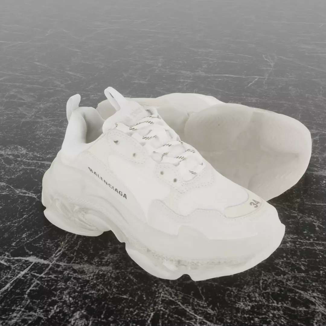 BALENCIAGA TRIPLE S 3D SHOES Low-poly 3D model_0