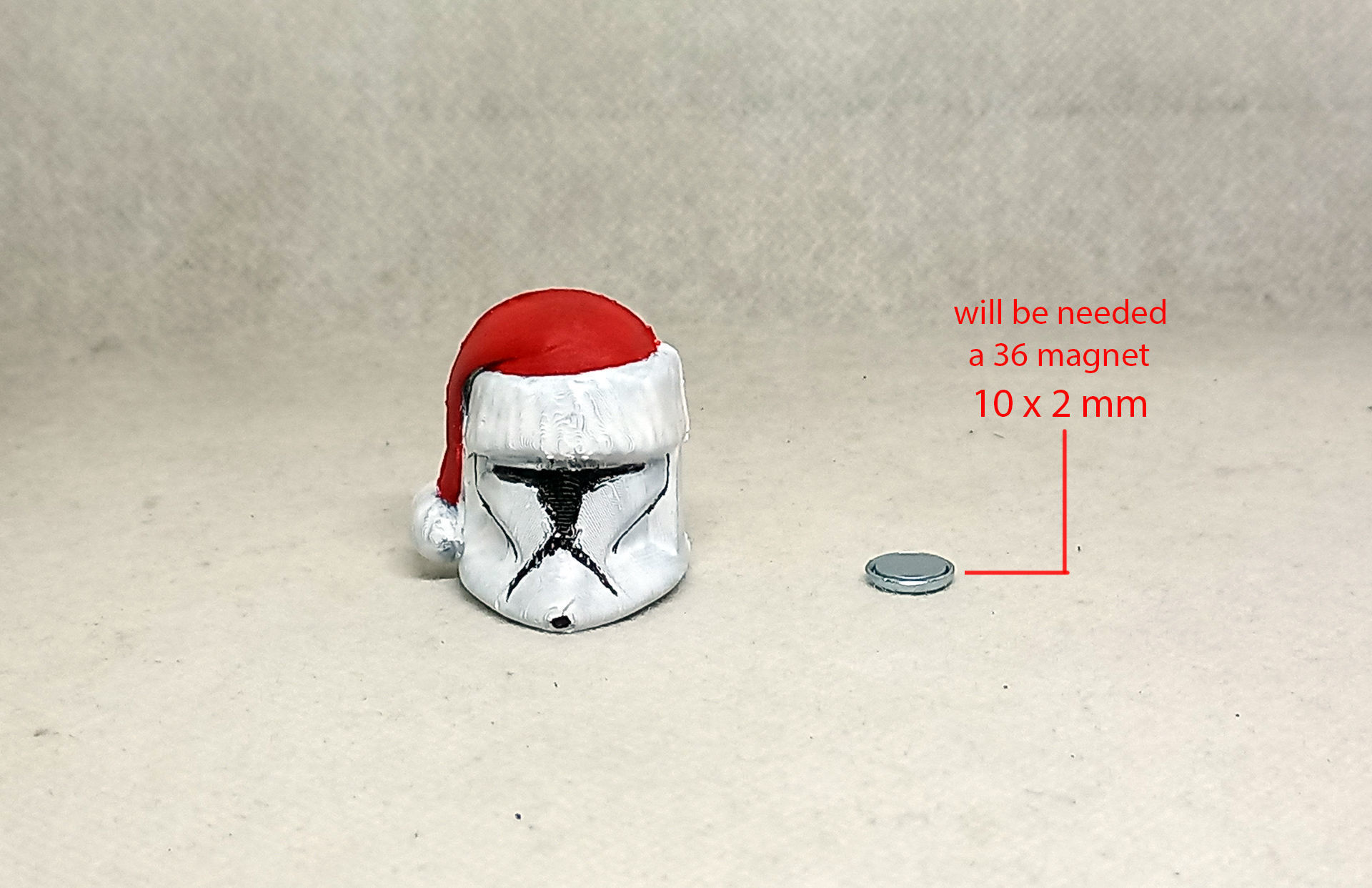 santa Clone Trooper fridge magnet print in place No Supports 3D print model_2
